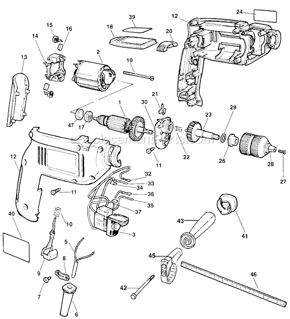 Page A Diagram and Parts List for Q270 Type 1 Black and Decker Hammer Drill